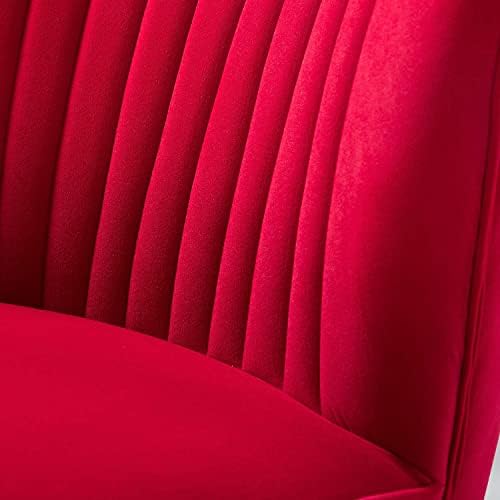 HULALA HOME Velvet Accent Chair, Modern Upholstered Cute Side Chair with Gold Metal Legs, Armless Wingback Slipper Chair Comfy Living Room Chair for Bedroom Guest Room Vanity,RED
