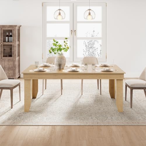 GarveeHome Farmhouse Dining Table for 6-8 People, 71" Long Kitchen Tables