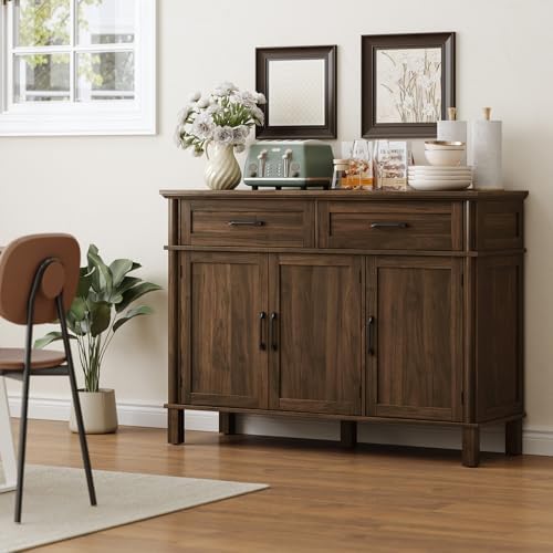 ONBRILL 48 Inch Buffet Cabinet with Storage, Walnut