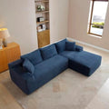 105-Inch L-Shaped Right Facing Corner Compressed Sofa Modular Sectional Boneless Cloud Sofa Floor Foam Couch with Chaise Lounge, Corduroy Corner Boneless Cloud Couch