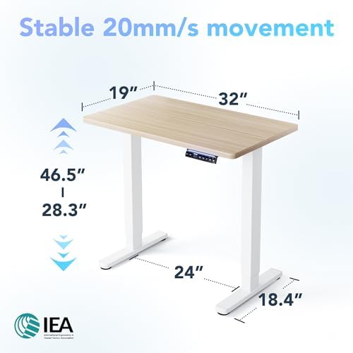 HUANUO AI-Powered Electric Standing Desk with Smart APP, Work with Alexa & Google, Adjustable Height, 6 Memory Settings, Sedentary Reminder, Ergonomic Sit-Stand Desk, 32-inch, Light Walnut | AI App & Voice Control via Alexa, Google Assistant & Siri Sho...
