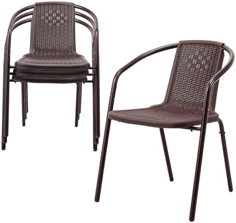 VINGLI PE Rattan Patio Dining Chairs Set of 4