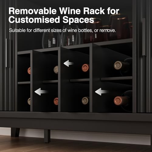 Fluted Coffee Bar Cabinet with Charging Station, 47.2" W Liquor Cabinet