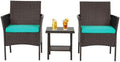 FDW 3-Piece Patio Furniture Set | Brown & Blue | Outdoor Wicker Furniture