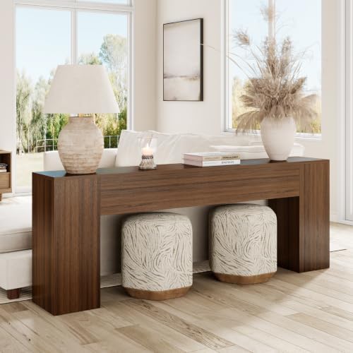 Epecoya 86-Inch Console Table Behind Couch Mid Century, Walnut Brown