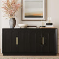 FORTUNETEC 67" Sideboard Buffet Cabinet with Storage, Arched Doors, Black