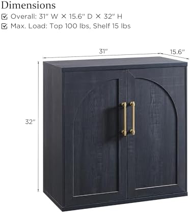 ACCOHOHO Arched Door Sideboard Buffet Cabinet Set of 2, Black