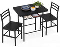 JUMMICO 3-Piece Wooden Rectangular Table & Chair Set for 2, Black