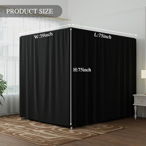 Black Canopy Bed Curtain 4 Corner Post Bed Curtains, Twin