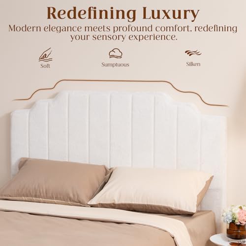 King Headboard, Beige Upholstered Headboard for Bed, No Assembly