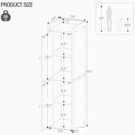 Hzuaneri Bathroom Storage Cabinet, Small Corner Floor Cabinet with 2 Doors | Narrow Toilet Paper Cabinets with Adjustable Shelf, Bathroom Organizer for Small Spaces, 7.9"D x 7.9"W x 29.5"H Rustic Brown