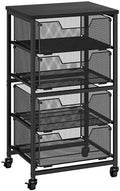 Rolling Cart with Drawers, 4-Drawer Storage Cart on Wheels with Wooden Top, Metal Utility Cart with Storage Drawers, Craft Storage Art Cart for Classroom, Office, Kitchen, Bedroom,Patent Pending