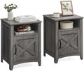 VASAGLE Farmhouse Nightstand with Barn Door, Bedside Table for Bedroom
