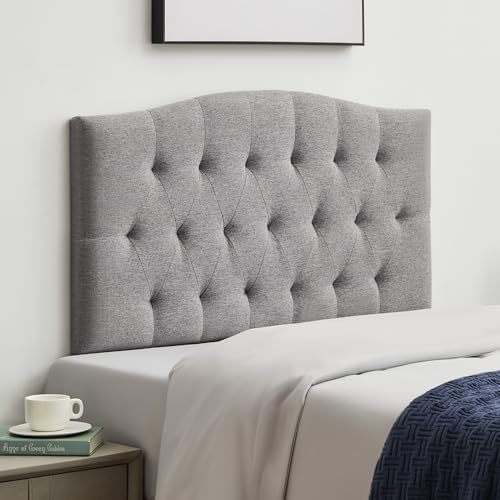 Tufted Upholstered Twin Headboard Only, Adjustable Heige 38-50 in, Gray