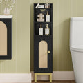 Hzuaneri Bathroom Storage Cabinet, Small Corner Floor Cabinet | Narrow Toilet Paper Holder, Bathroom Organizer with Adjustable Shelf, 2 Doors, for Small Spaces, Rattan Black BC08204Y