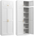 Steeloong 86"Metal Pantry Storage Cabinet with Doors & 4 Adjustable Shelves | Kitchen Pantry Cabinet,White Kitchen Cabinet with 4 Gold Handles,Tall Cabinet for Livingroom,Pantry, Bathroom,Kitchen,Garage