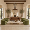 5-Piece Living Room Set, Faux Leather Sofa + 4 Swivel Chairs