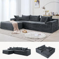 Korser 110" L-Shaped Modular Sectional Sofa with Chaise, Boneless Comfy Corduroy Fluffy Couch with Deep Seat and Side Pockets, Flexible Module Combination for Living Room, No Assembly, Side Pockets
