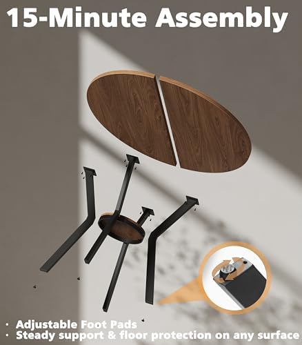 MECHYIN 31.5" Round Dining Table for 2-4, Small Kitchen Table with Storage