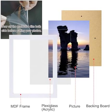 xnlkros Picture Frame Set 10 pack, Farmhouse Photo Frames, Gallery Wall Frame Collage, 8x10 5x7 4x6 Frames in 3 Different Finishes Picture Frames For Wall or Desk, White