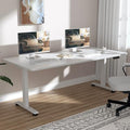 Veken 63×27.6 Inch Large Electric Standing Desk, Gaming Table, White