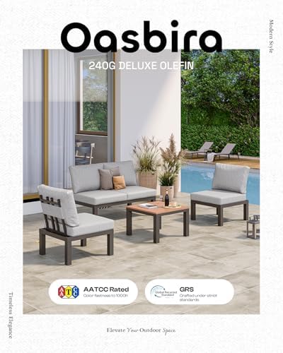 Aluminum Modular Outdoor Patio Furniture Set, Lounge Sectional with Table