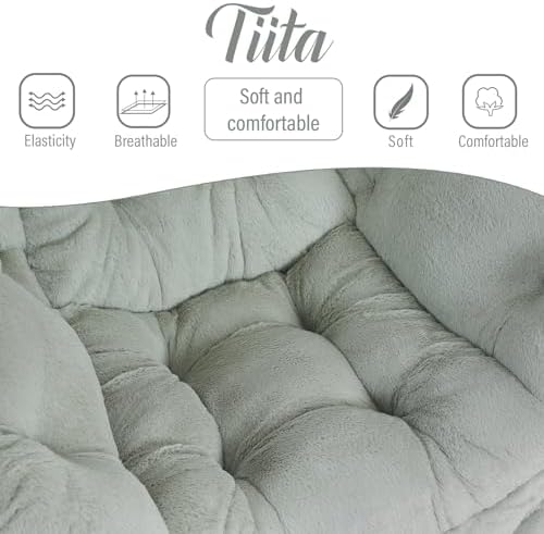 Tiita Lazy Chair with Ottoman, Comfy Reading Accent Chair, Plush Green