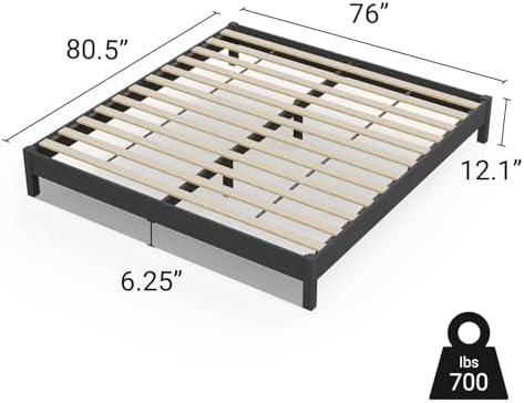 LIFEMENT King Bed Frame Signature Wood Platform, Noise Free, Under Bed Storage, No Box Spring Needed, Easy Assembly, Black