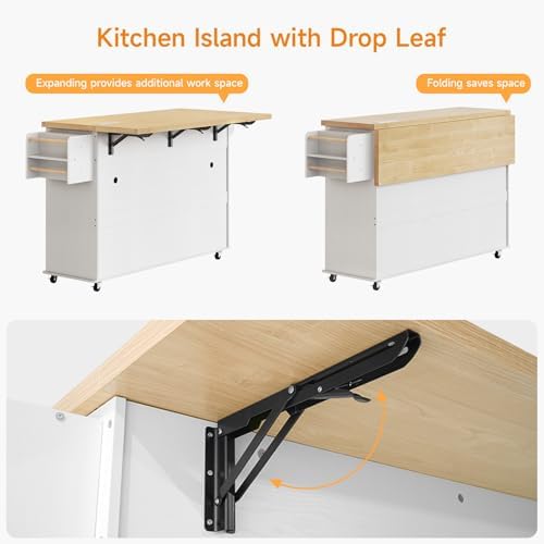 ComfyCorner 60" Rolling Kitchen Island on Wheels, Mobile Kitchen Cart White
