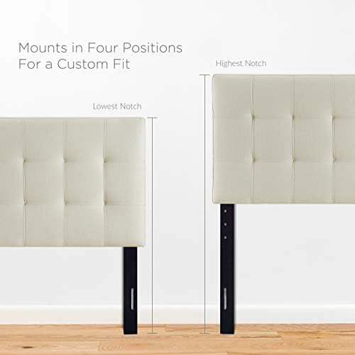 Modway Lily Tufted Linen Fabric Upholstered Twin Headboard in Ivory