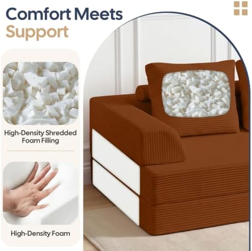 Comax Convertible Futon Sofa Bed, 59" Folding Boneless Loveseat Small Couch