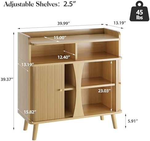 Decofy Fluted Sideboard Buffet Cabinet with Storage, 39.9" Console Cabinet