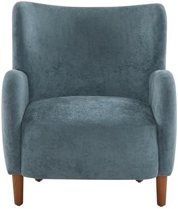 Christopher Knight Home Dolly Mid-Century Modern Velvet Upholstered Wingback Club Chair, Living Room Lounge Chair for Relaxation, Reading Armchair, Solid Wood Living Room Accent Chair, Aqua Blue+Brown