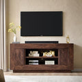 OKD Modern 70" TV Stand for 80" TV, Thick Block Media Console, Dark Walnut