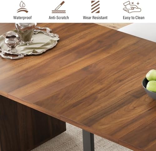 weselon 42"-120" Extendable Dining Table for 4-14, Expandable Oval Dining Room Table with Fluted Pedestal Base & Reinforced Metal Support Leg, Extra Large Modern Kitchen Table (Walnut)