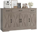 HOSTACK Kitchen Buffet Sideboard Storage Cabinet, Coffee Bar Cabinet, Grey