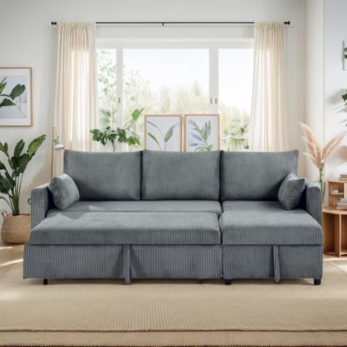 Ball & Cast 86" Sectional Sleeper Sofa Bed Pull Out Couches for Living Room
