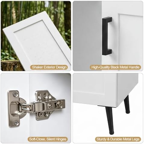 24 Inch Bathroom Vanity with Sink, Modern Wooden Freestanding Bathroom Storage Cabinet with 2 Doors, Metal Legs, Painted Surface, White