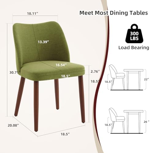 GarveeHome Wooden Dining Chair Set of 4 Upholstered Fabric Dining Chair