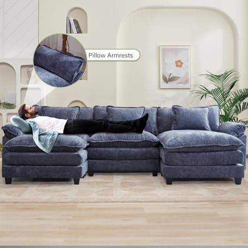 Oprisen 120" Modular Sectional Sofa, Comfy Deep Cloud Couch with Ottoman