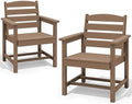 SERWALL Patio Dining Chair Set of 2,All Weather HDPE Dining Chair, Brown