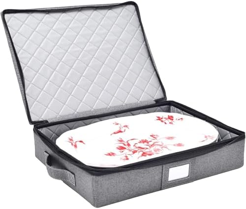 storageLAB Hard Shell Platter Storage Container | Felt Dividers | Gray