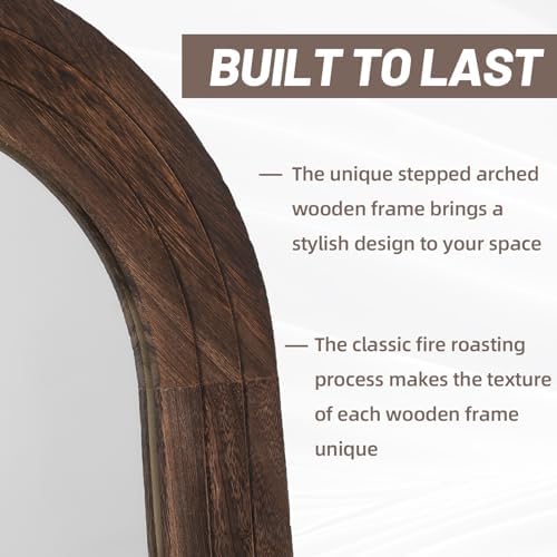 ZHUNFA Arched Full Length Mirror with Solid Wood Frame