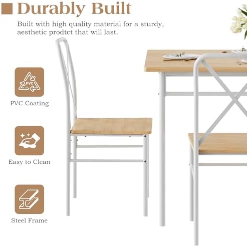 VECELO 5-Piece Dining Table Set for 4, Wood Dinette with Chairs, Natural
