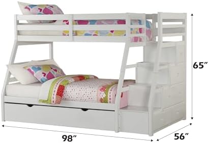 White Twin,Full Bunk Bed W,Trundle Storage