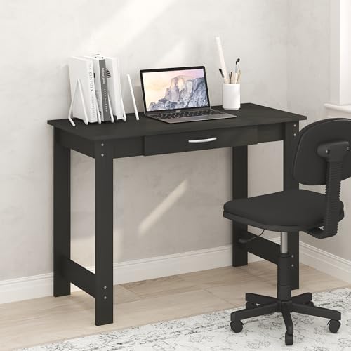 Furinno Jaya Desk, 39.2 Wide Computer Desk with Drawer, Darkwood