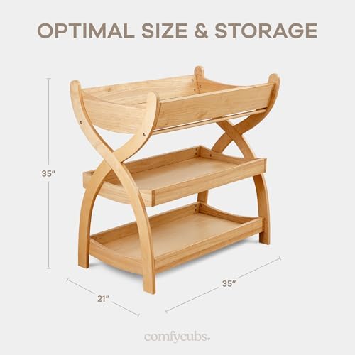 Comfy Cubs Baby Changing Table - Baby Change Table, Natural Wood