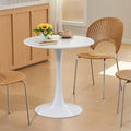 Round Dining Table, 27" Circle Tulip Table with Thickened Tabletop & Metal Pedestal, Mid Century Modern Bistro Table for Kitchen, Small Places, Living Room, Cafe (White)