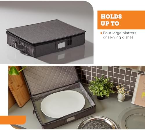 storageLAB Hard Shell Platter Storage Container | Felt Dividers | Gray