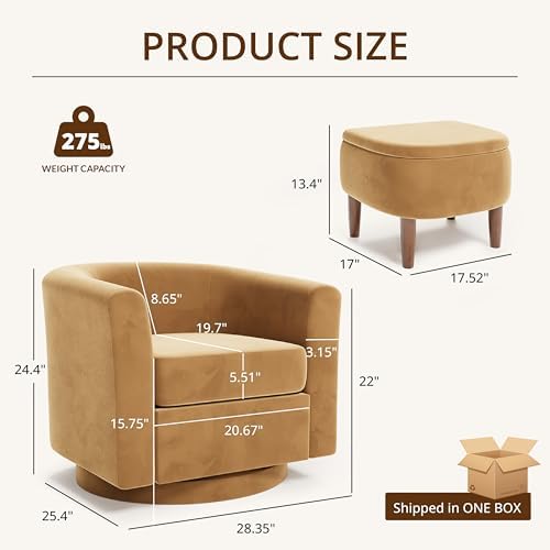 360° Swivel Accent Chair with Storage Ottoman